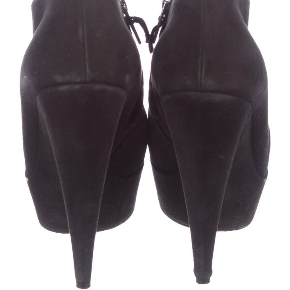 ❤️ Yves Saint Laurent Black Suede Platform Booties ❤️ F4 - Picture 5 of 15